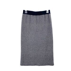 PURE Collection wool‎ cashmere knit pencil skirt Sz S navy blue gray